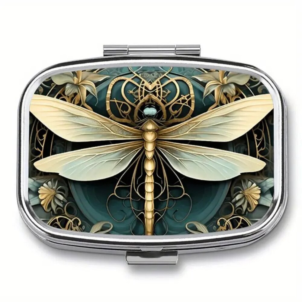 SALE -  1pc Green Dragonfly Pill Box